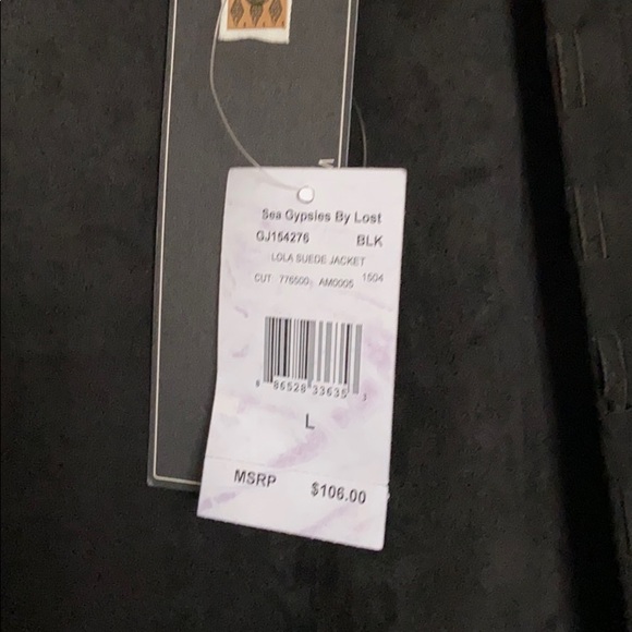 BNWT Sea Gypsies by Lost Black Suede Fringe Jacket - Picture 6 of 7